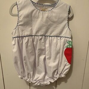 The Beaufort Bonnet Company  BBBC White Baby Romper with Strawberry Patch